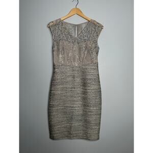 Kay Unger New‎ York Women's Sleeveless Silver Cocktail Sheath Dress Size 8